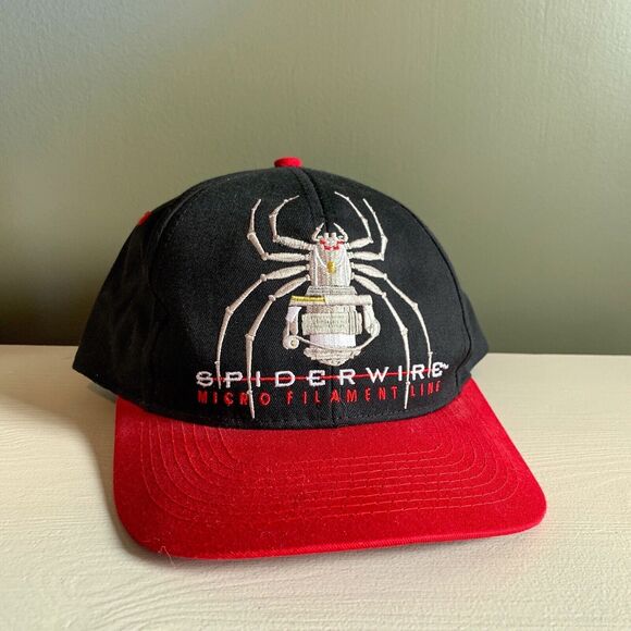 Spiderwire Micro Filament Line Black Red Spider Fishing Line Snapback Hat - Picture 1 of 6